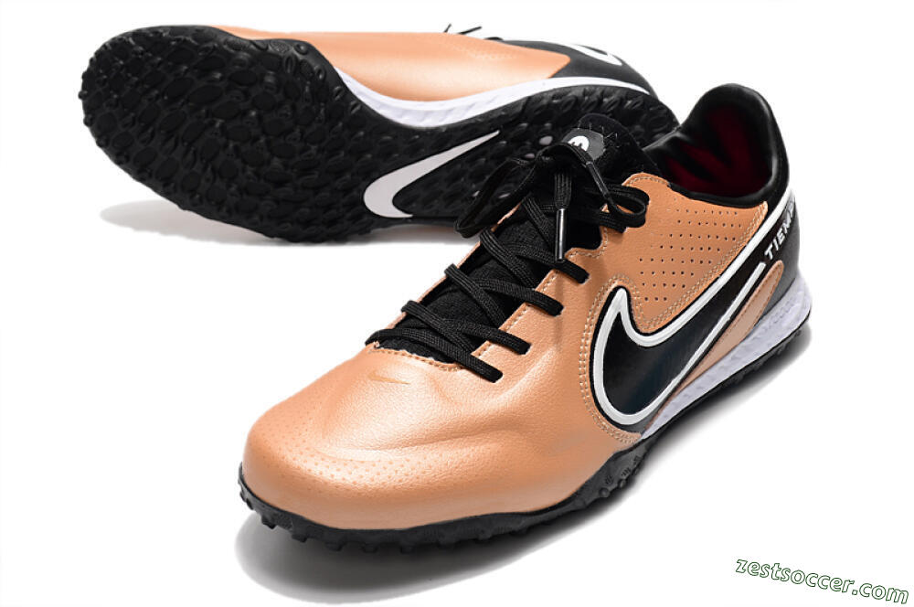 Nike React Tiempo Legend 9 Pro TF Low-Tops Soccer Shoes - Gold/White/Black 3