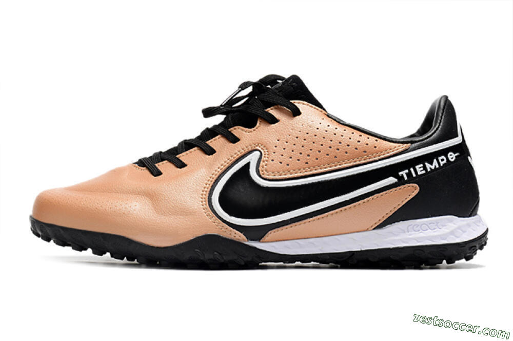 Nike React Tiempo Legend 9 Pro TF Low-Tops Soccer Shoes - Gold/White/Black 2