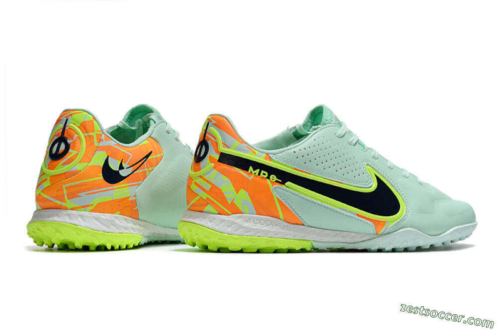 Nike React Tiempo Legend 9 Pro TF Low-Tops Soccer Shoes - Jade/Yellow/Orange/Black 6