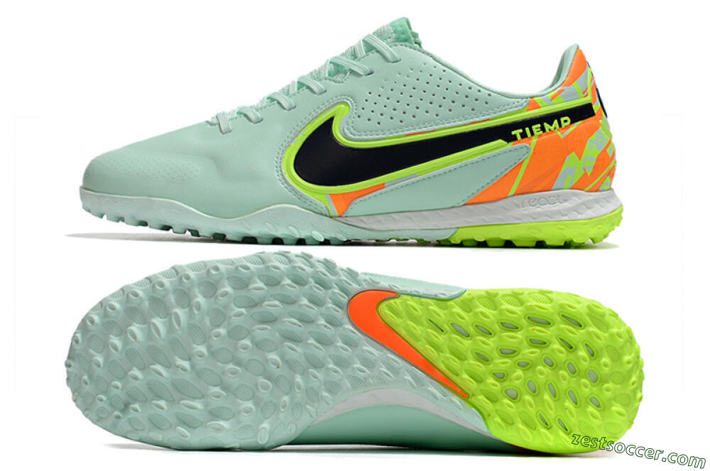 Nike React Tiempo Legend 9 Pro TF Low-Tops Soccer Shoes - Jade/Yellow/Orange/Black 1