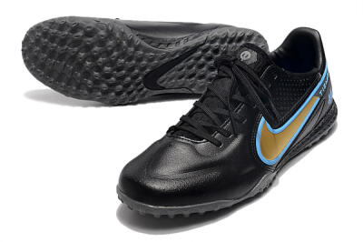 Nike React Tiempo Legend 9 Pro TF Low-Tops Soccer Shoes - Black/Gold/Blue