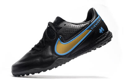 Nike React Tiempo Legend 9 Pro TF Low-Tops Soccer Shoes - Black/Gold/Blue