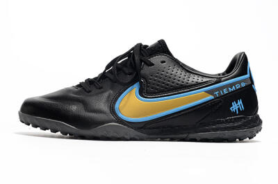 Nike React Tiempo Legend 9 Pro TF Low-Tops Soccer Shoes - Black/Gold/Blue