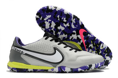 Nike React Tiempo Legend 9 Pro TF Low-Tops Soccer Shoes - Grey/White/Black/Yellow