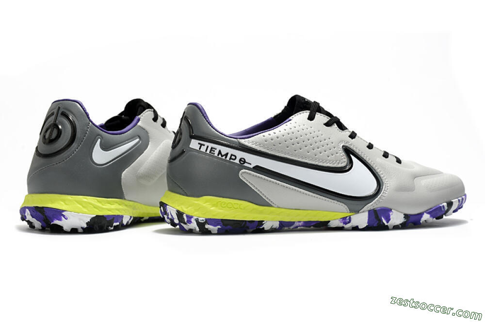Nike React Tiempo Legend 9 Pro TF Low-Tops Soccer Shoes - Grey/White/Black/Yellow 6
