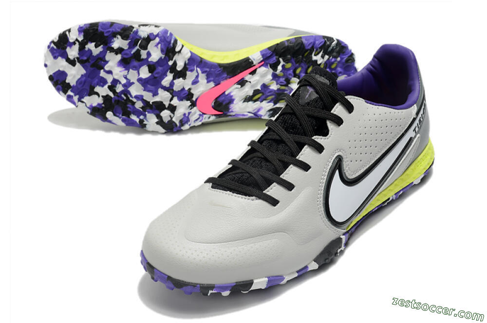 Nike React Tiempo Legend 9 Pro TF Low-Tops Soccer Shoes - Grey/White/Black/Yellow 3