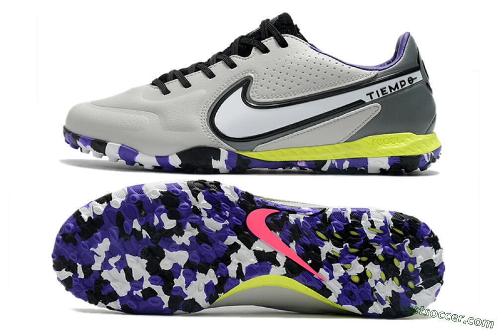 Nike React Tiempo Legend 9 Pro TF Low-Tops Soccer Shoes - Grey/White/Black/Yellow 1