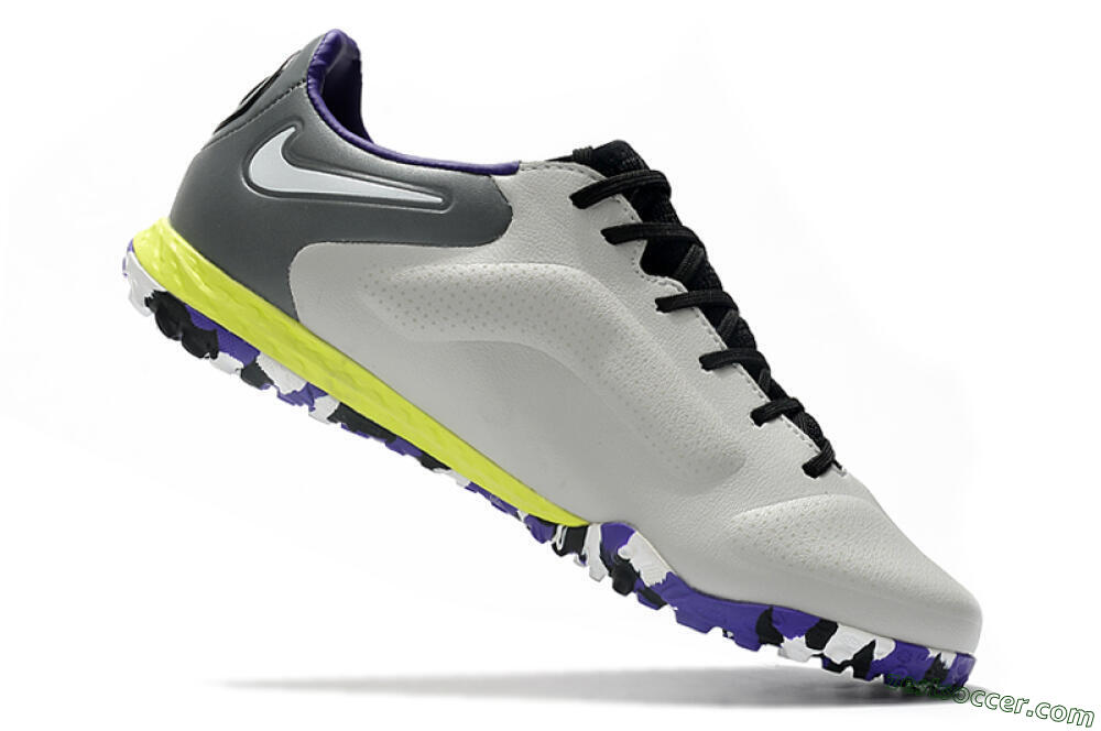 Nike React Tiempo Legend 9 Pro TF Low-Tops Soccer Shoes - Grey/White/Black/Yellow 4