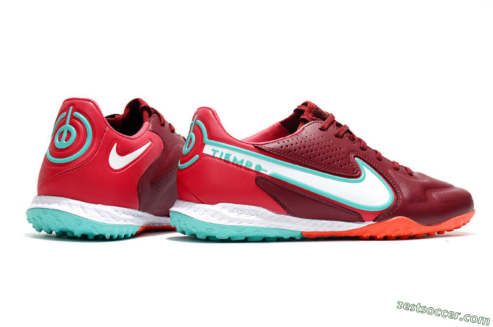 Nike React Tiempo Legend 9 Pro TF Low-Tops Soccer Shoes - Red/White/Jade 6