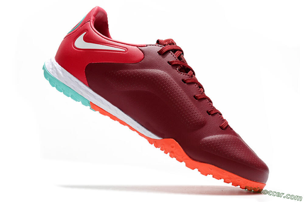 Nike React Tiempo Legend 9 Pro TF Low-Tops Soccer Shoes - Red/White/Jade 4