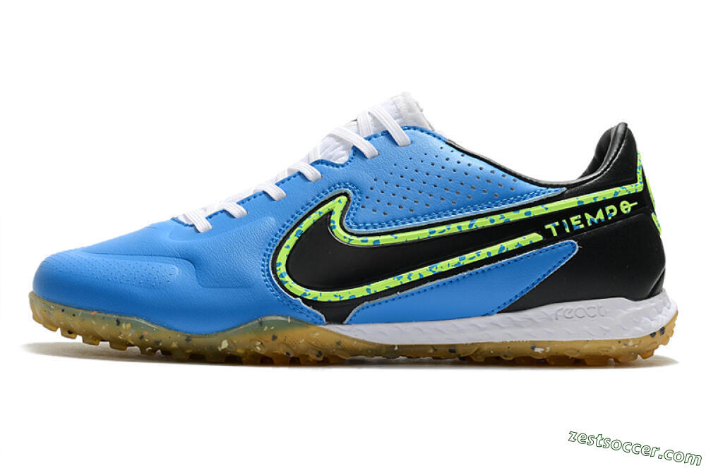 Nike React Tiempo Legend 9 Pro TF Low-Tops Soccer Shoes - Blue/Black/Yellow 2