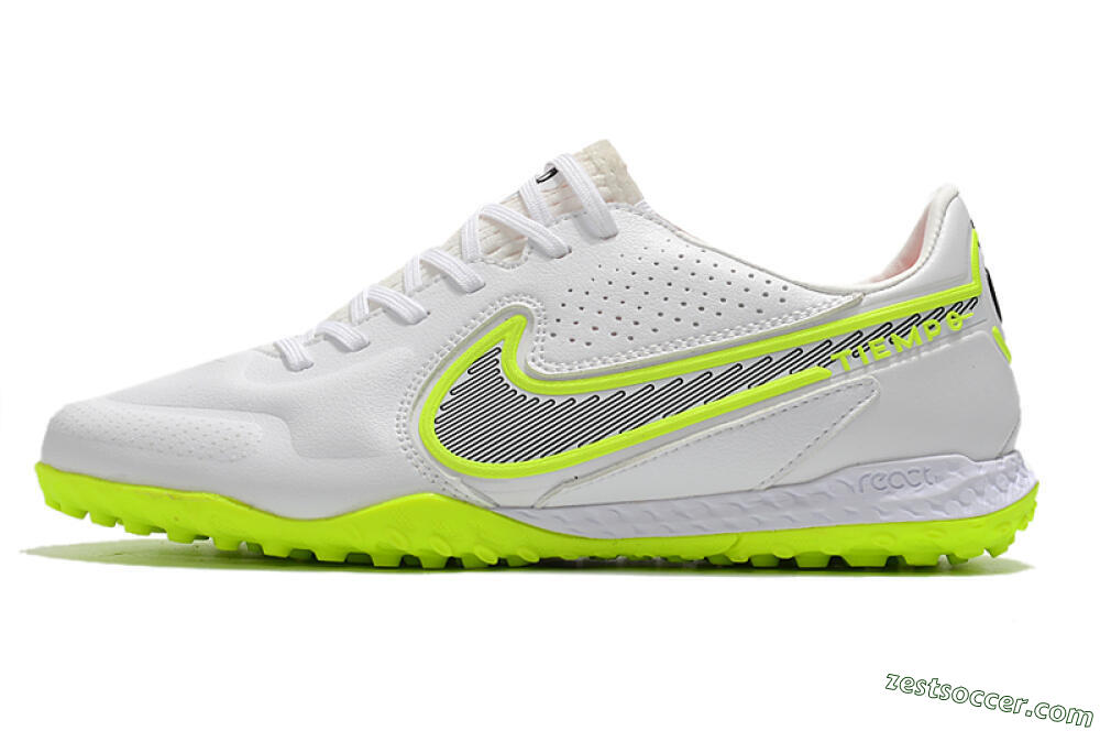 Nike React Tiempo Legend 9 Pro TF Low-Tops Soccer Shoes - White/Yellow/Black 2