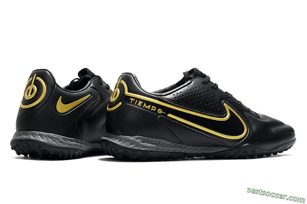 Nike React Tiempo Legend 9 Pro TF Low-Tops Soccer Shoes - Black/Gold/White 6