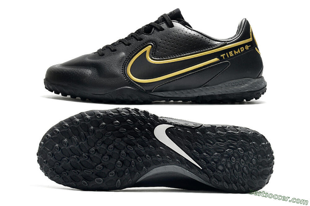 Nike React Tiempo Legend 9 Pro TF Low-Tops Soccer Shoes - Black/Gold/White 1