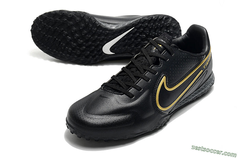 Nike React Tiempo Legend 9 Pro TF Low-Tops Soccer Shoes - Black/Gold/White 3