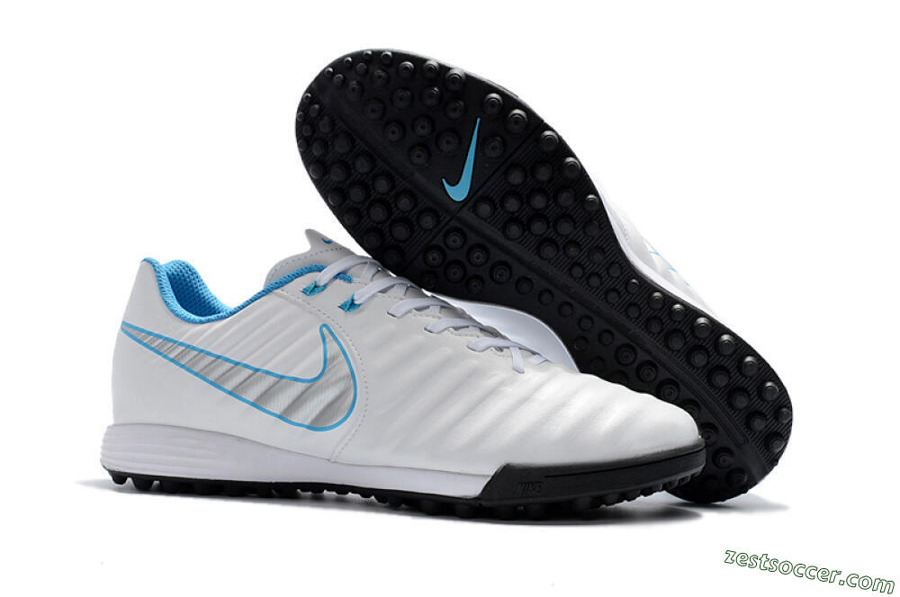 Nike Tiempox Ligera IV TF Low-Tops Soccer Shoes - White/Silver/Blue 0