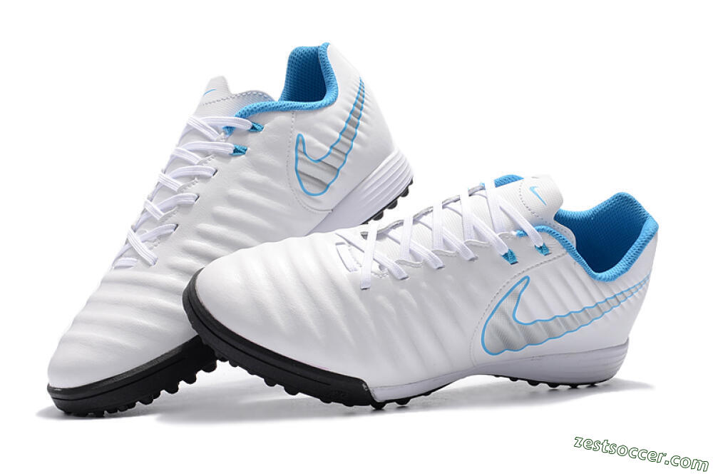 Nike Tiempox Ligera IV TF Low-Tops Soccer Shoes - White/Silver/Blue 6