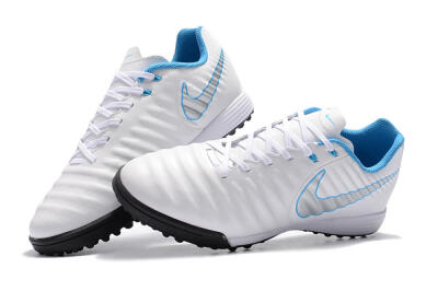Nike Tiempox Ligera IV TF Low-Tops Soccer Shoes - White/Silver/Blue