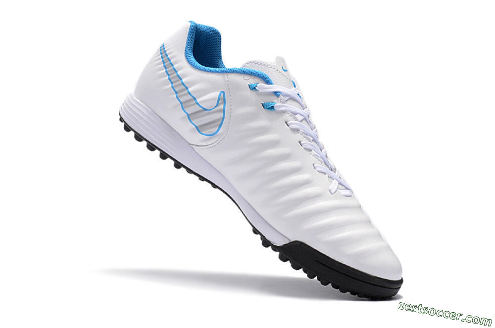 Nike Tiempox Ligera IV TF Low-Tops Soccer Shoes - White/Silver/Blue 7