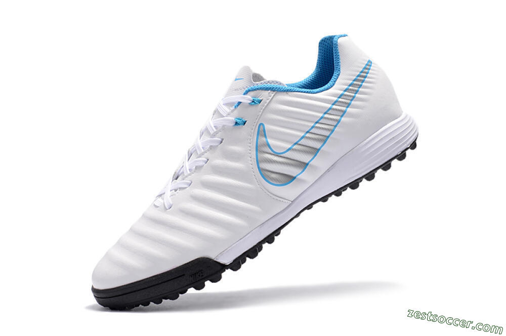 Nike Tiempox Ligera IV TF Low-Tops Soccer Shoes - White/Silver/Blue 8