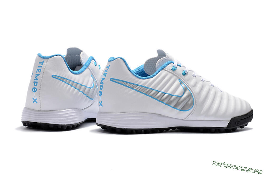 Nike Tiempox Ligera IV TF Low-Tops Soccer Shoes - White/Silver/Blue 9