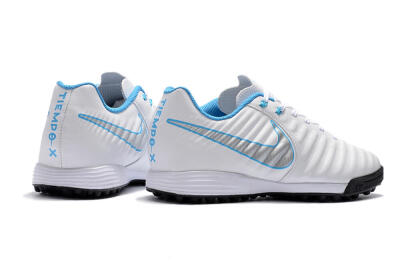 Nike Tiempox Ligera IV TF Low-Tops Soccer Shoes - White/Silver/Blue