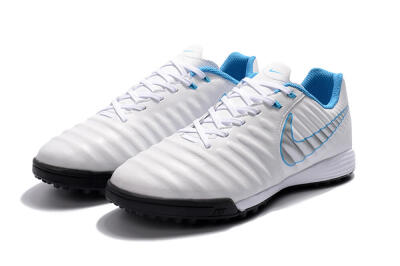 Nike Tiempox Ligera IV TF Low-Tops Soccer Shoes - White/Silver/Blue