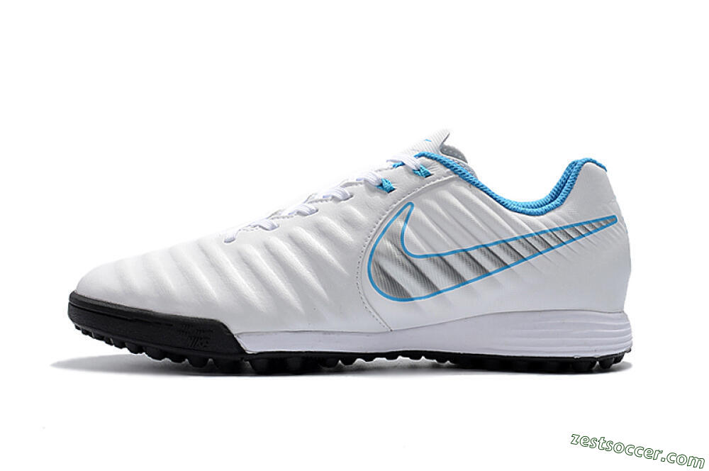 Nike Tiempox Ligera IV TF Low-Tops Soccer Shoes - White/Silver/Blue 2