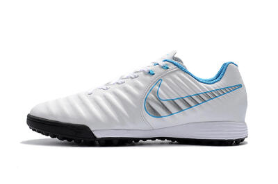 Nike Tiempox Ligera IV TF Low-Tops Soccer Shoes - White/Silver/Blue