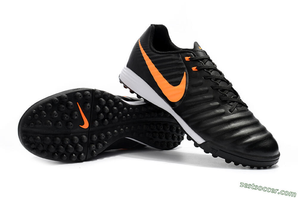 Nike Tiempox Ligera IV TF Low-Tops Soccer Shoes - Black/Orange/White 4