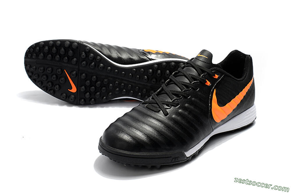 Nike Tiempox Ligera IV TF Low-Tops Soccer Shoes - Black/Orange/White 3