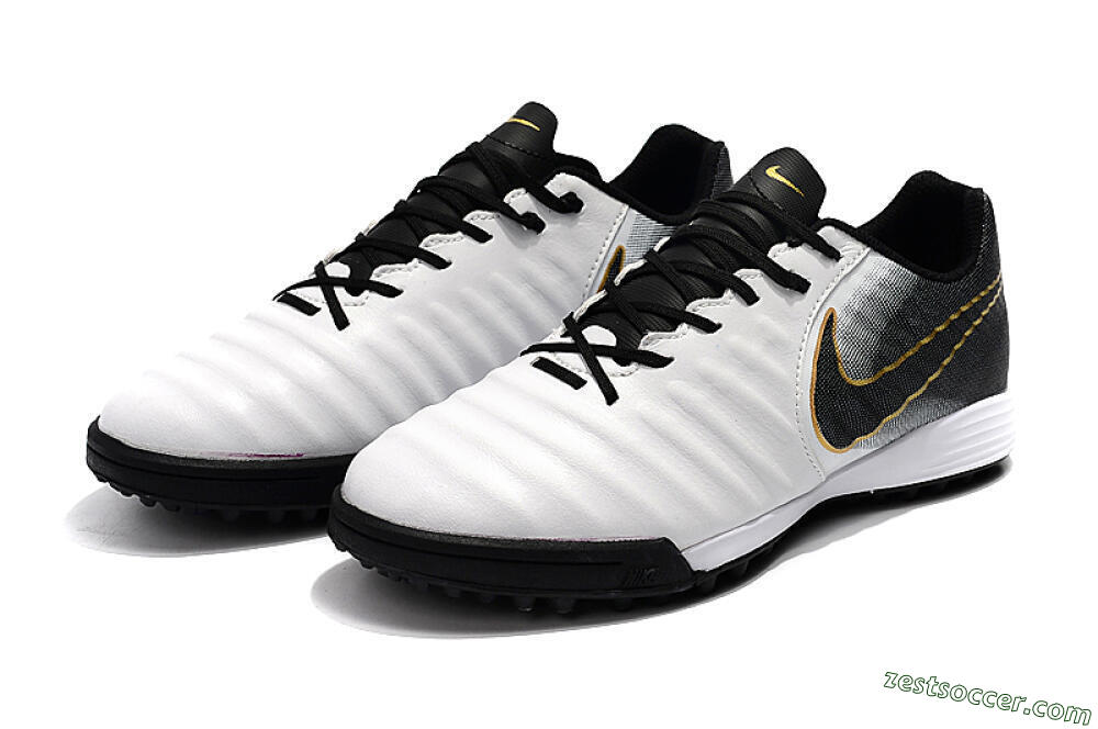 Nike Tiempox Ligera IV TF Low-Tops Soccer Shoes - White/Gold/Black 5