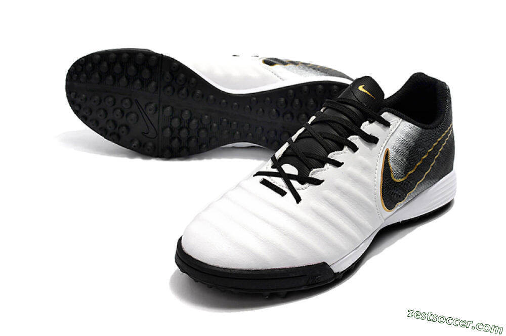 Nike Tiempox Ligera IV TF Low-Tops Soccer Shoes - White/Gold/Black 3
