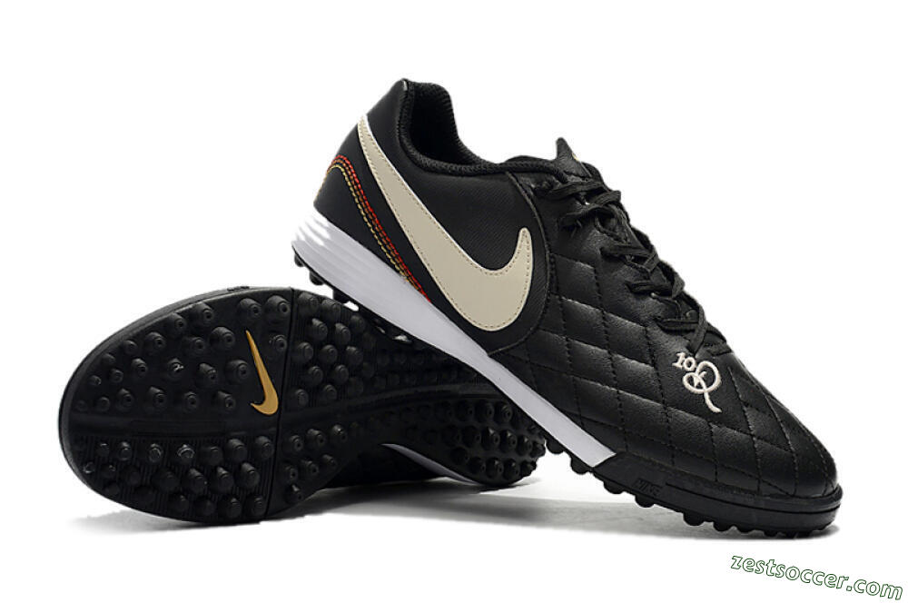 Nike Tiempox Finale 10R TF Low-Tops Soccer Shoes - Black/Beige/White 4