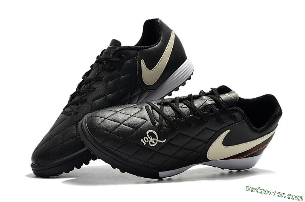 Nike Tiempox Finale 10R TF Low-Tops Soccer Shoes - Black/Beige/White 6