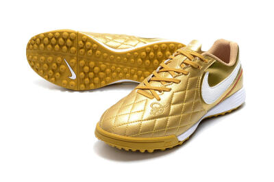 Nike Tiempox Finale 10R TF Low-Tops Soccer Shoes - Gold/White