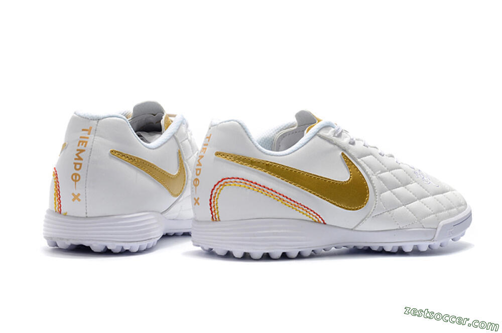 Nike Tiempox Finale 10R TF Low-Tops Soccer Shoes - White/Gold/Red 9