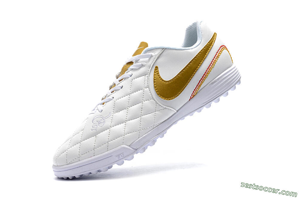 Nike Tiempox Finale 10R TF Low-Tops Soccer Shoes - White/Gold/Red 8