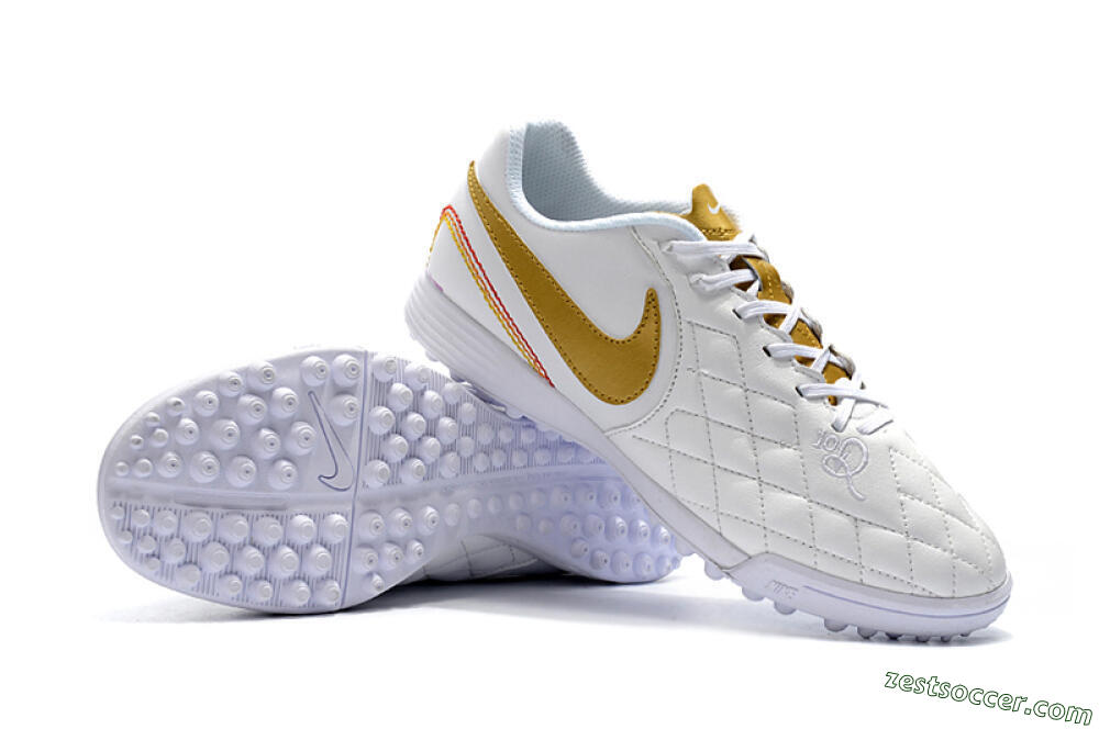Nike Tiempox Finale 10R TF Low-Tops Soccer Shoes - White/Gold/Red 4