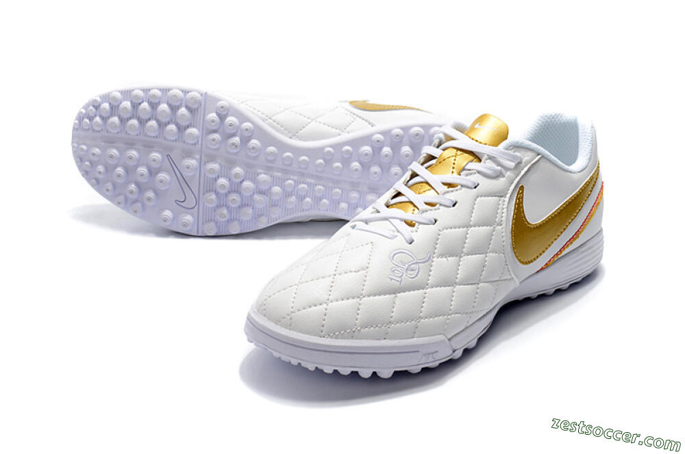 Nike Tiempox Finale 10R TF Low-Tops Soccer Shoes - White/Gold/Red 3