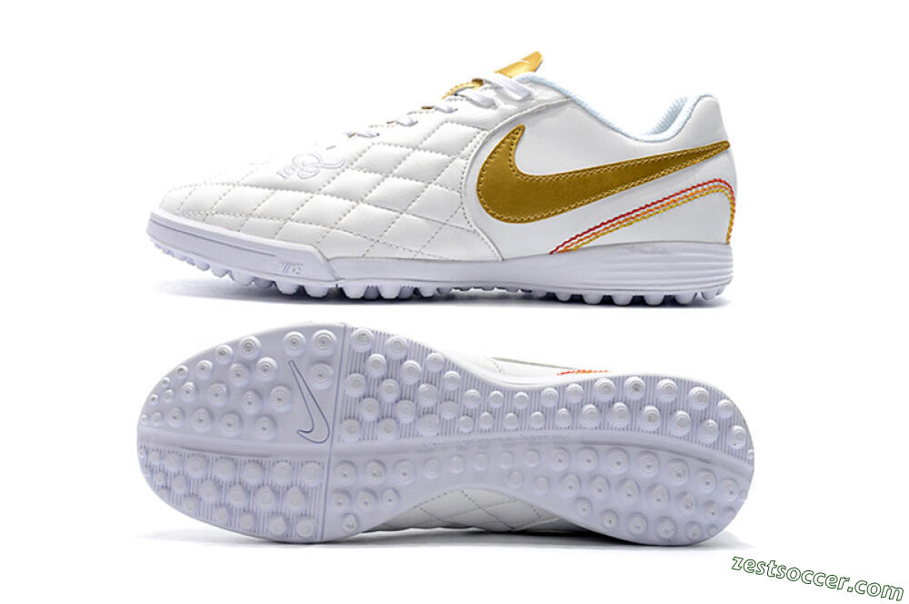 Nike Tiempox Finale 10R TF Low-Tops Soccer Shoes - White/Gold/Red 1