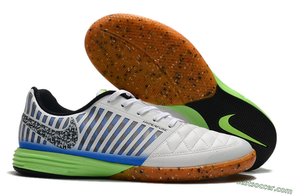 Nike Lunar Gato 2 IC Low-Tops Soccer Shoes - White/Black/Blue/Yellow 0