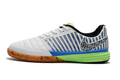 Nike Lunar Gato 2 IC Low-Tops Soccer Shoes - White/Black/Blue/Yellow