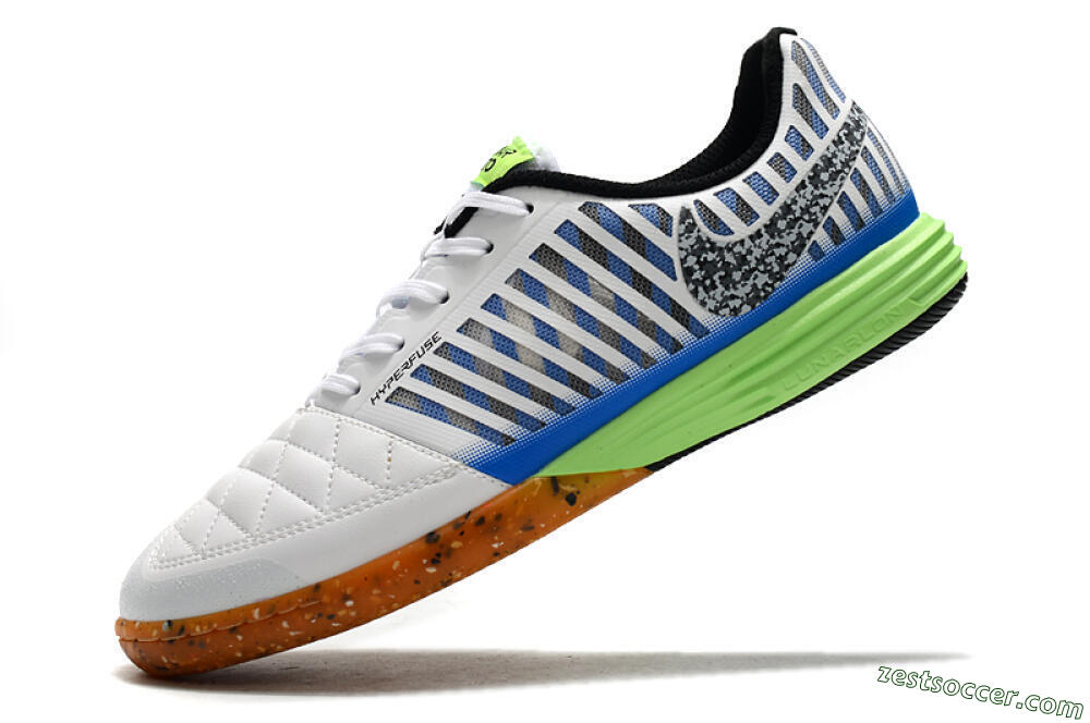 Nike Lunar Gato 2 IC Low-Tops Soccer Shoes - White/Black/Blue/Yellow 5