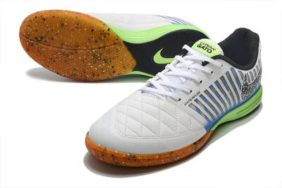 Nike Lunar Gato 2 IC Low-Tops Soccer Shoes - White/Black/Blue/Yellow