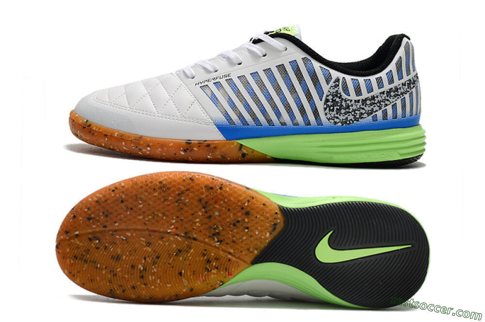 Nike Lunar Gato 2 IC Low-Tops Soccer Shoes - White/Black/Blue/Yellow 1