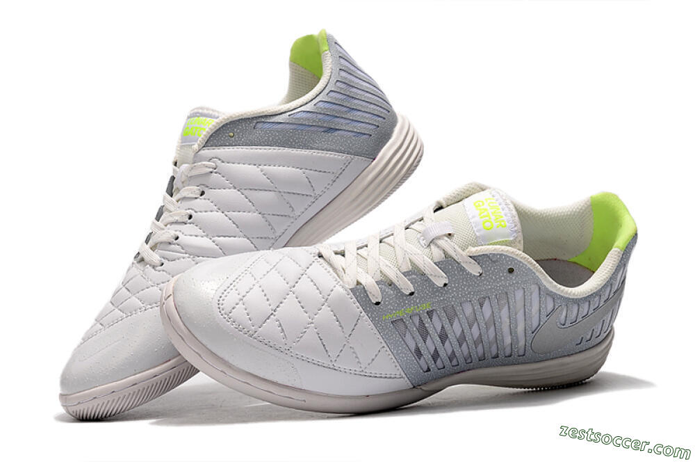Nike Lunar Gato 2 IC Low-Tops Soccer Shoes - White/Grey/Silver 6