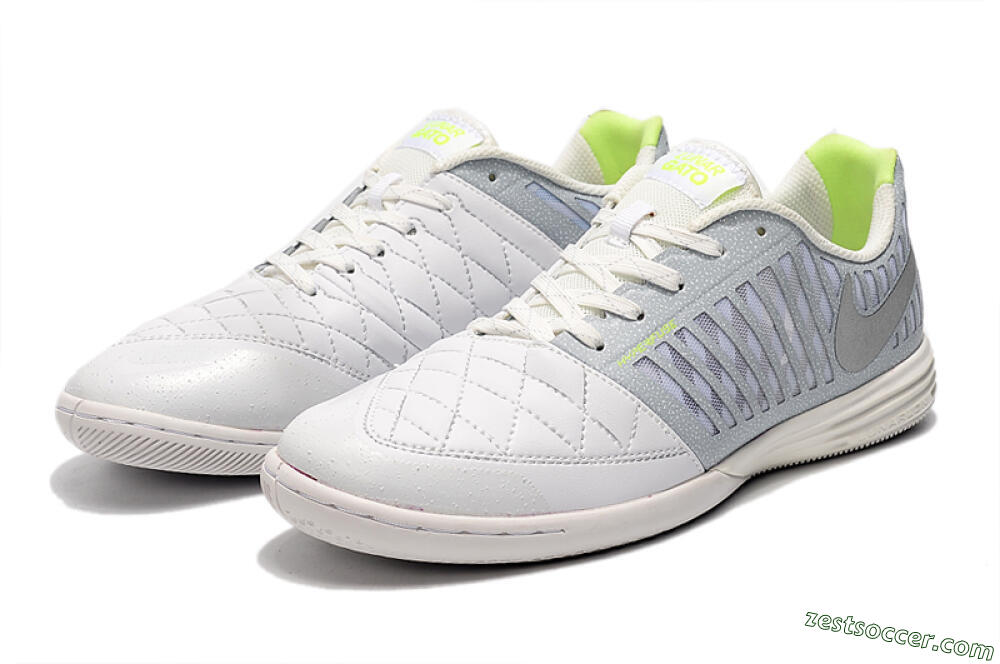 Nike Lunar Gato 2 IC Low-Tops Soccer Shoes - White/Grey/Silver 5