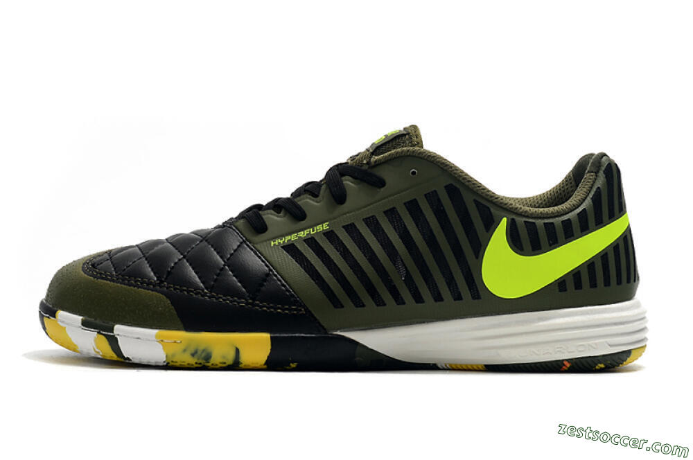 Nike Lunar Gato 2 IC Low-Tops Soccer Shoes - Black/Green/Yellow 2