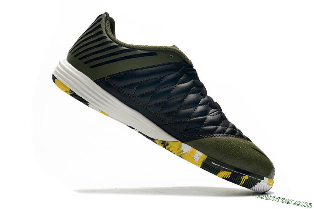 Nike Lunar Gato 2 IC Low-Tops Soccer Shoes - Black/Green/Yellow 4